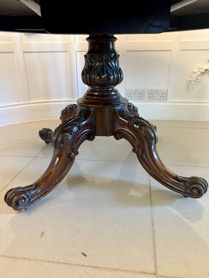 Outstanding Quality Antique Victorian Carved Rosewood Circular Dining Table - Image 14